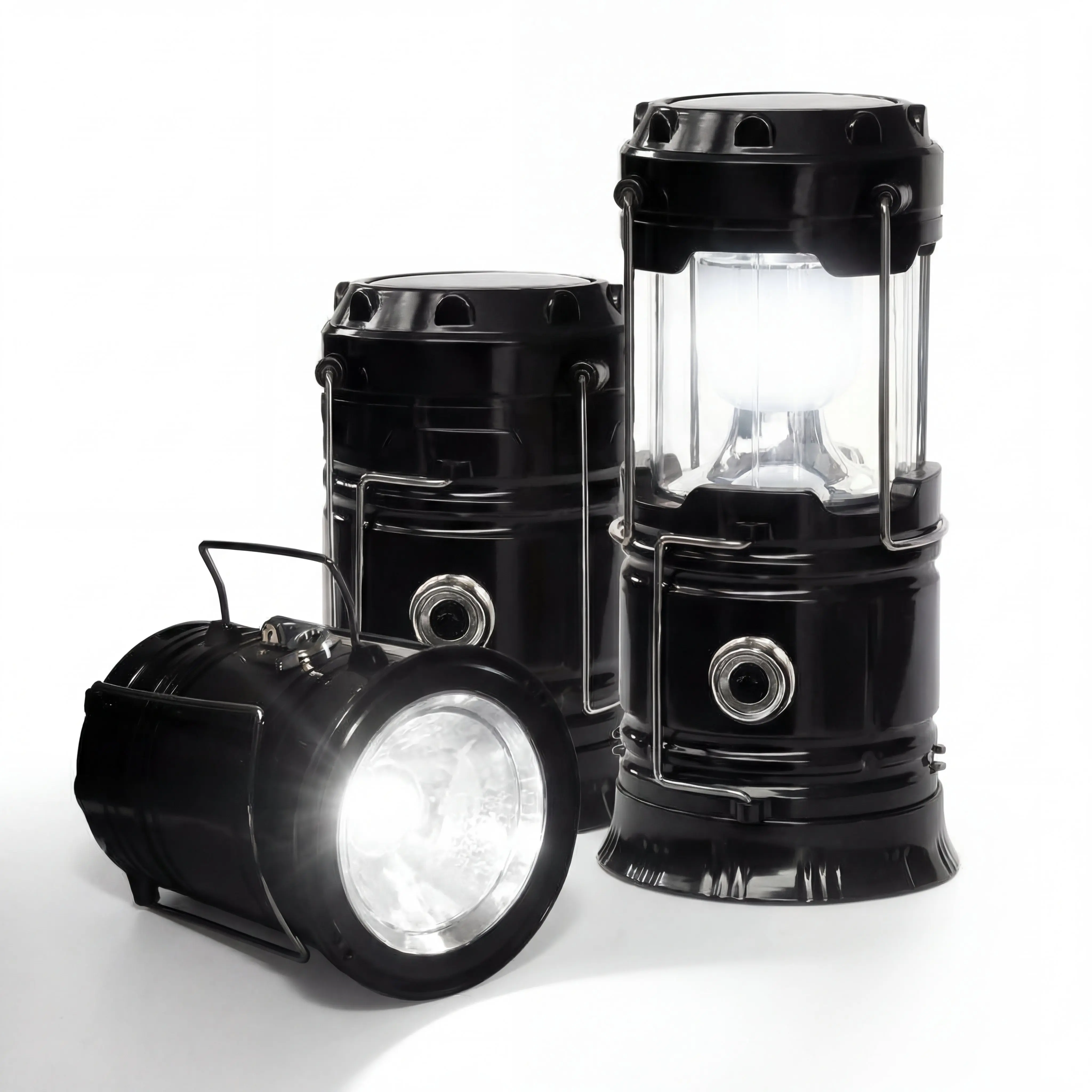 YFELIZY Collapsible Compact LED Lantern with Folding Handle - Lightweight, Water-Resistant, Solar-Powered Gadget, USB-Rechargeable, 360° Lighting Coverage, 1600mAh ABS Outdoor Gadget for Hiking Fishing, Home Emergency (Batteries Included)