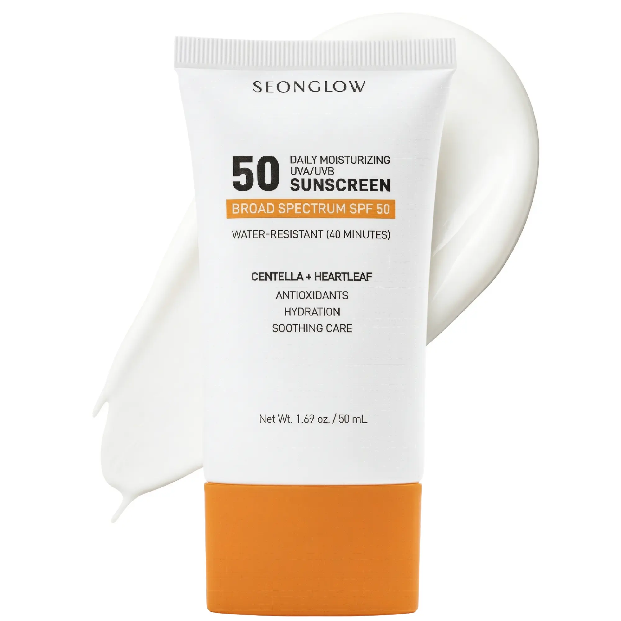 Sunscreen for Face SPF 50: Korean Daily Facial Moisturizer Sun Protector with Centella Heartleaf & Vitamin E - Lightweight Formula No White Cast & Water Resitant 1.69 OZ/ 50mL