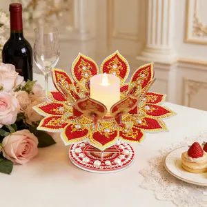 DIY Diamond Painting Candle Holder, Candle Stand, Lotus Style Base, 8 Petals, Rotating Bottom, Home Wedding Festival Decor, Gift for Craft Lovers, Decoration
