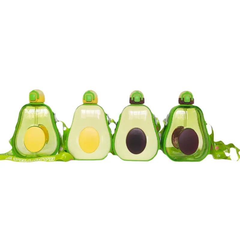 Portable Transparent Avocado Tumbler Coffee Water Bottle, High-Aesthetic Creative Plastic Bottle with Outdoor Strap, Children's Straw - Home, Festive/Party Disposable Tableware Supply, Cup, A Type Solid Coffee Color Core
