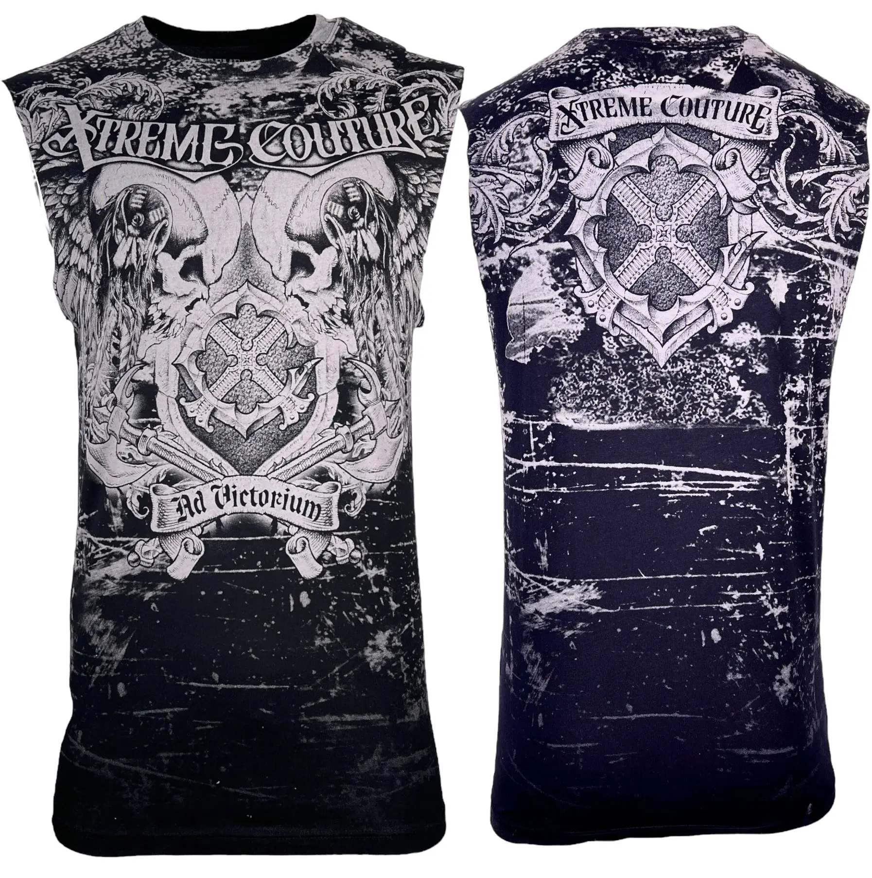 Xtreme Couture by Affliction Men's Cotton Sleeveless Round Neck Muscle Tank T-Shirt - Streetwear Casual Undershirt
