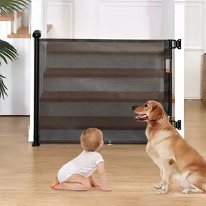 CAVEEN 33" Tall Retractable Baby Gate, Expands to 55" or 71" Wide Mesh Safety Barrier for Children, Infants, and Pets | Easy Install Indoor/Outdoor Child Proof Gate, For Stairs & Doorways, Black, Mother's Day Gift