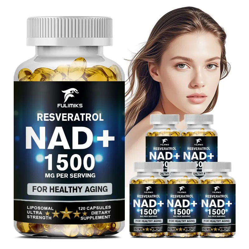 FULIMIKS Liposomal NAD+ Resveratrol Dietary Capsules (1500mg) - Energy Boost, Cellular Health & Repair, DNA Repair, Healthy Aging Support - 6 Bottles (720 Capsules) for Adults