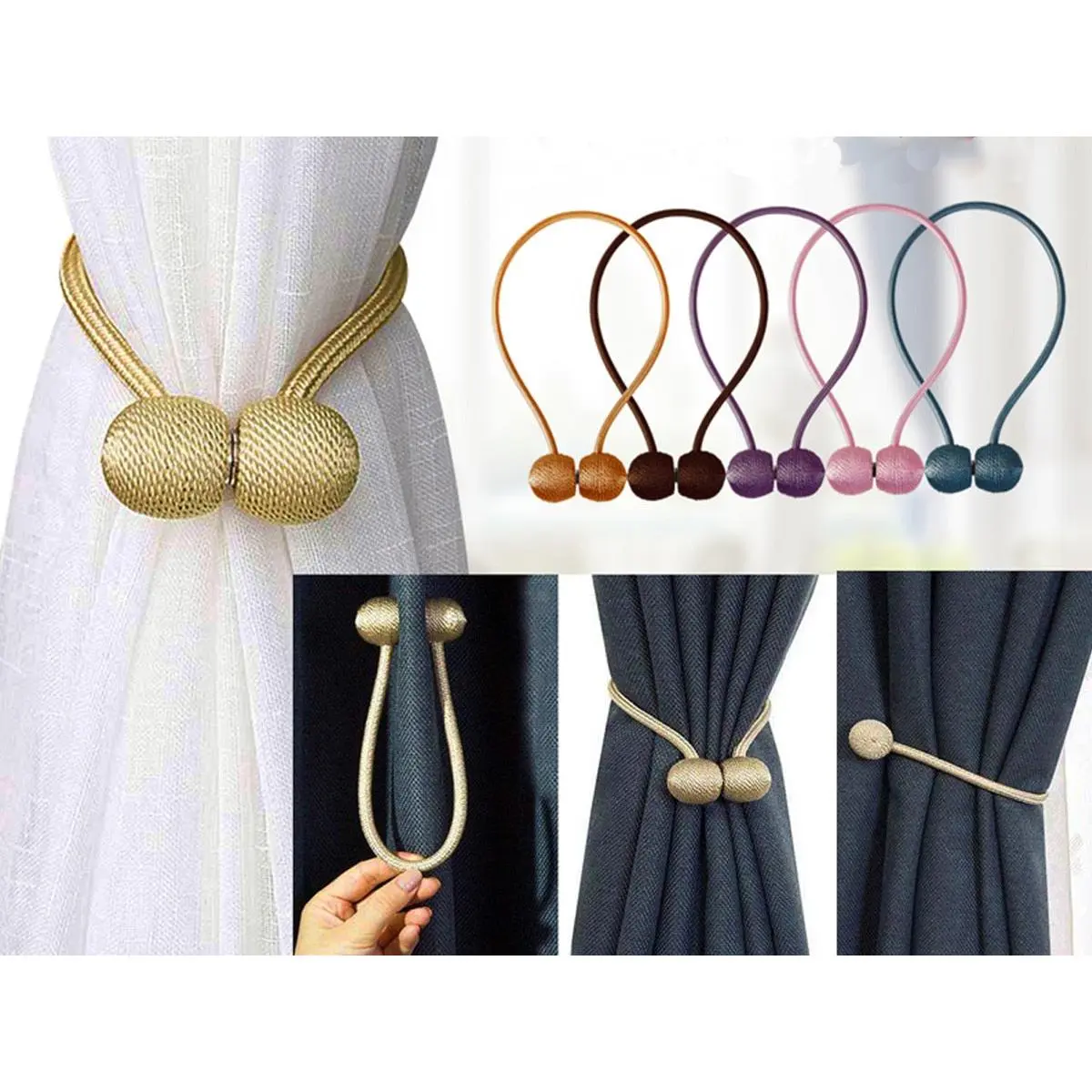 2 pcs Magnetic curtain tiebacks - curtain holdbacks, curtain magnets, curtain holders, tie backs for curtains