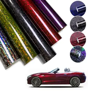 Gloss Forged Carbon Fiber Wrap, 1Ft x 5Ft DIY Decal Vinyl Wrap Roll, Self-Adhesive Film Sticker, Exterior Interior Accessories For Car SUV Truck & Motorcycle