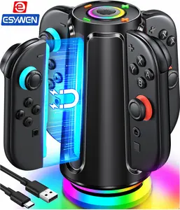 ESYWEN Switch 2 Charging Dock for Nintendo Controller Joy Con 2025 Mocagen Joy-Con 2 Charger Station with Dynamic Light Magnetic Mount for 4 in 1 Accessories Sega Genesis Compatible