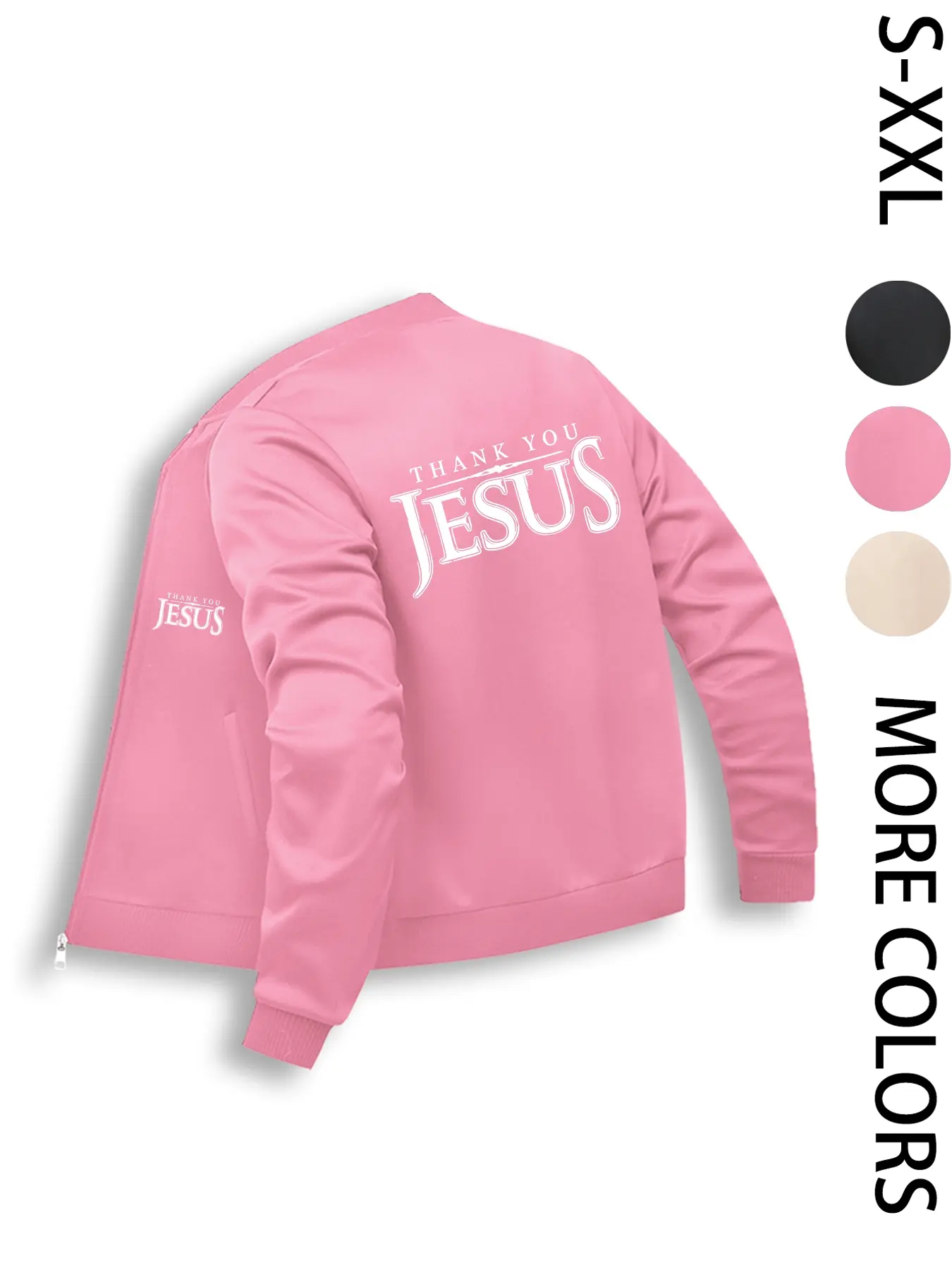 JESUS Printed Jacket, Women's Long-Sleeve Zip-Up Outer Jacket, Casual Fashionable Outerwear, Zipper Jacket, Casual Daily Wear Top, Comfortable & Stylish Design, Suitable for Layering & Daily Use, Comfortable & Durable Design, Ideal Gift