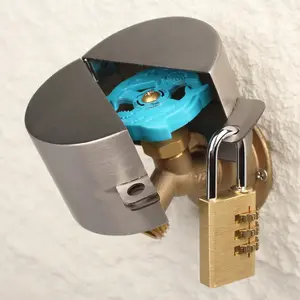 Faucet Locks Outdoor,Hose Spigot,Made of Metal Suitable for Garden Faucets,Hose BibWater Hose,Water Faucet Lock,Prevent Water Bandit(Silver with Padlock)