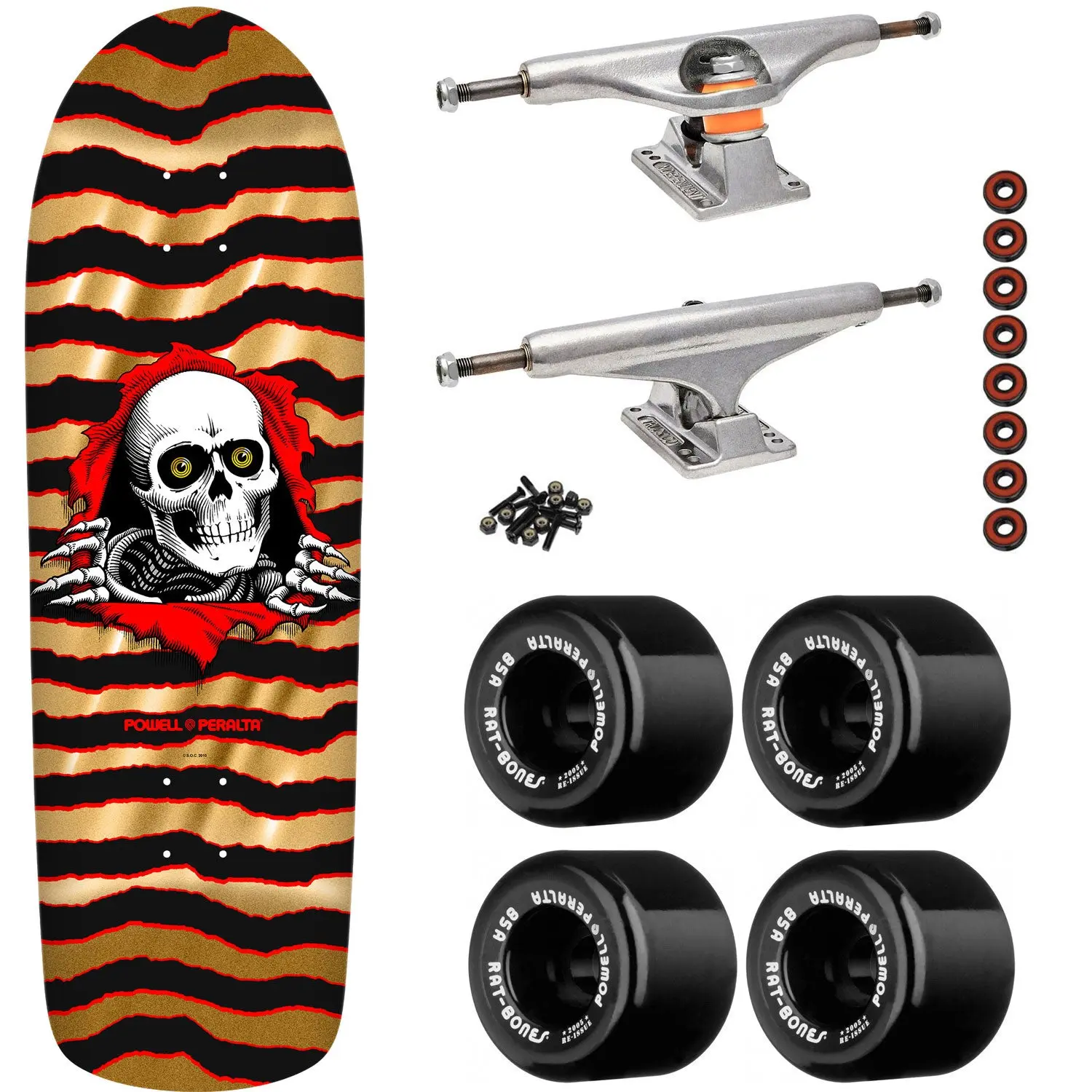 Powell Peralta Skateboard Old School Ripper Gold Foil / Independent/ Rat Bones Black