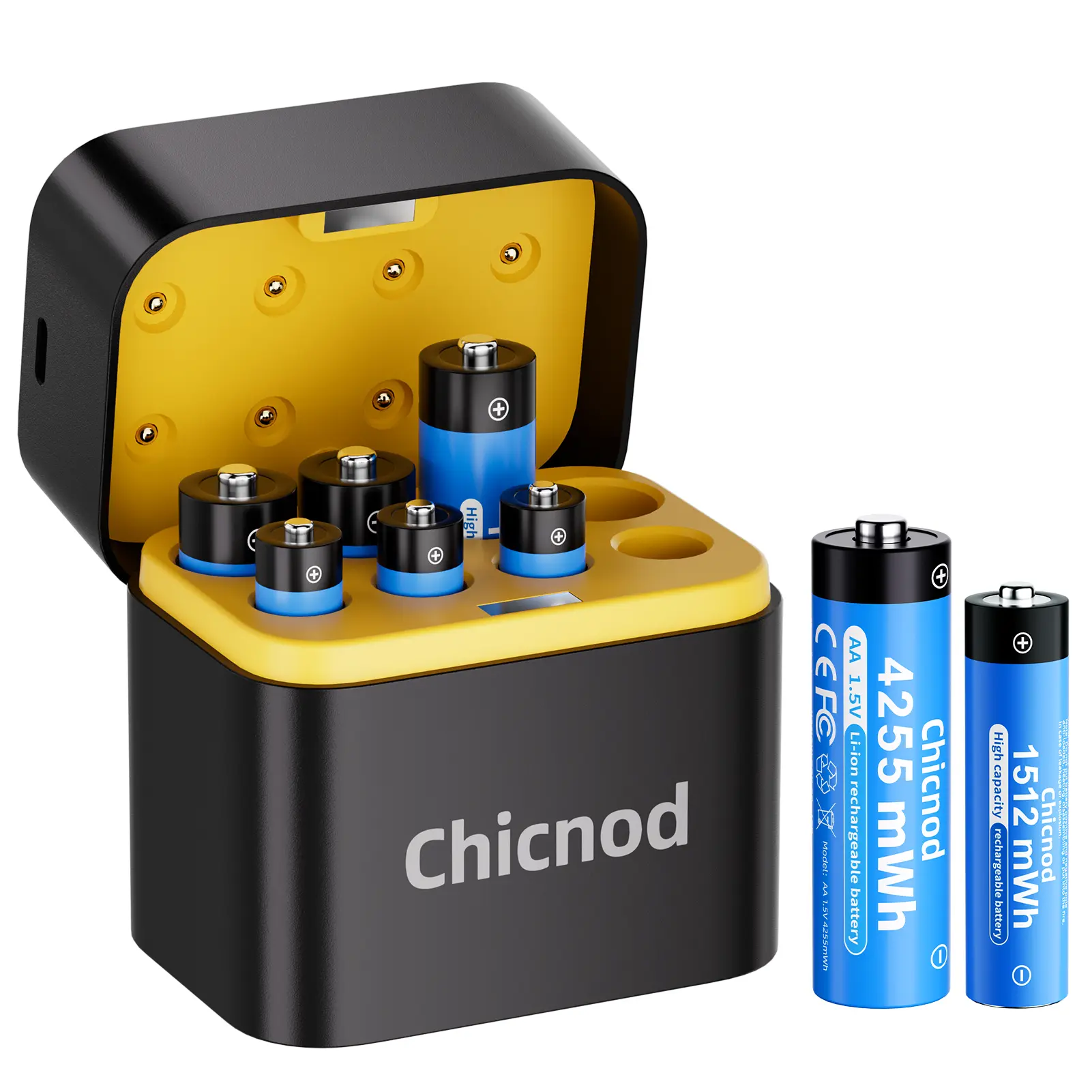 Chicnod 4pcs AAA1512mWh Battery And 4Pcs AA 4255mWh Battery,1.5V Rechargeable Batteries Lithium with Fast Charger