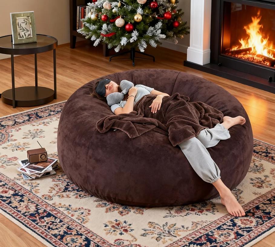 Bean Bag Chair for Adults, Giant Bean Bag with Filler & Machine Washable Cover, Fluffy Bean Bag Chairs Oversized Beanbag Lounge Chair for Living Room, Bedroom Dorm(4/5/6FT))
