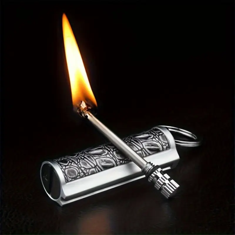 (Kerosene Not Included) Refillable Permanent Match Lighter with Flint & Waterproof  Outdoor Ignition Tool, Portable Fire Starter Suitable for Camping, Emergency
