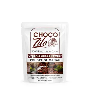 ChocoZile Organic Cacao Powder - 100% Pure Haitian Cacao - Natural Handcrafted Authentic Haitian Cacao - No Sugar Additives or Preservatives - 226.79g