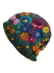 Mexican Spanish Design Flower Bonnet Hats Men Skullies Beanies Novelty Hats