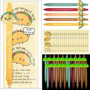 20 Set Positive Taco Party Favor Emotional Support Luminous Ballpoint Pen with Bookmark for Taco Tuesday Appreciation  for Nurse Employee Staff Vet Tech  Assistant