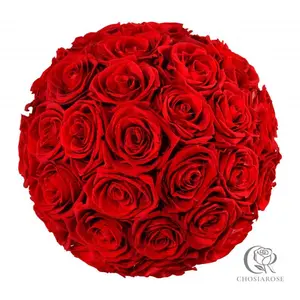 Chosiarose 27 Red Forever Roses in Heart Shaped Black Velvet Box - Parisian Hat Design, Preserved Roses for Birthday, Anniversary, Valentine's Day Gift