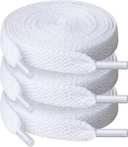 Flat Shoe Laces 3 Pair 5/16 Inch Wide Shoelaces for Sneakers Running Shoes Boots Replacement