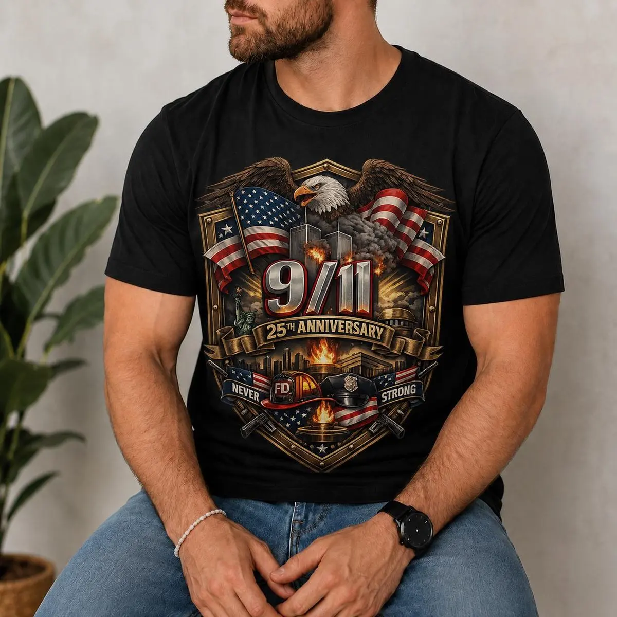 9/11 25th Anniversary Eagle Flag Tribute TShirt Sweatshirt Hoodie, Patriotic Remembrance Apparel, Unisex Sweater Pullover Tee