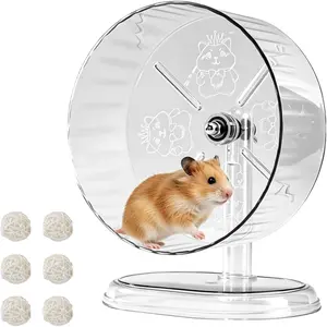 8.3 Inch Transparent Quiet Hamster Exercise Running Wheel with Anti-Skid & Adjustable Stand for Gerbils, Mice and Other Small Pets