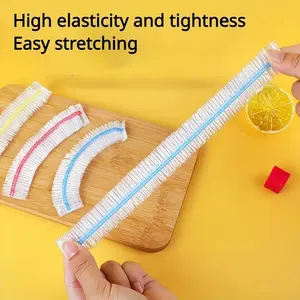 100pcs Reusable Elastic Food Bowl Protective Covers, Stretchable Food Cover, Suitable For Different Sizes 2-9.5Inches Bowls And Plates, Kitchen Supplies, Food Preserving Bags, Kitchen Accessories
