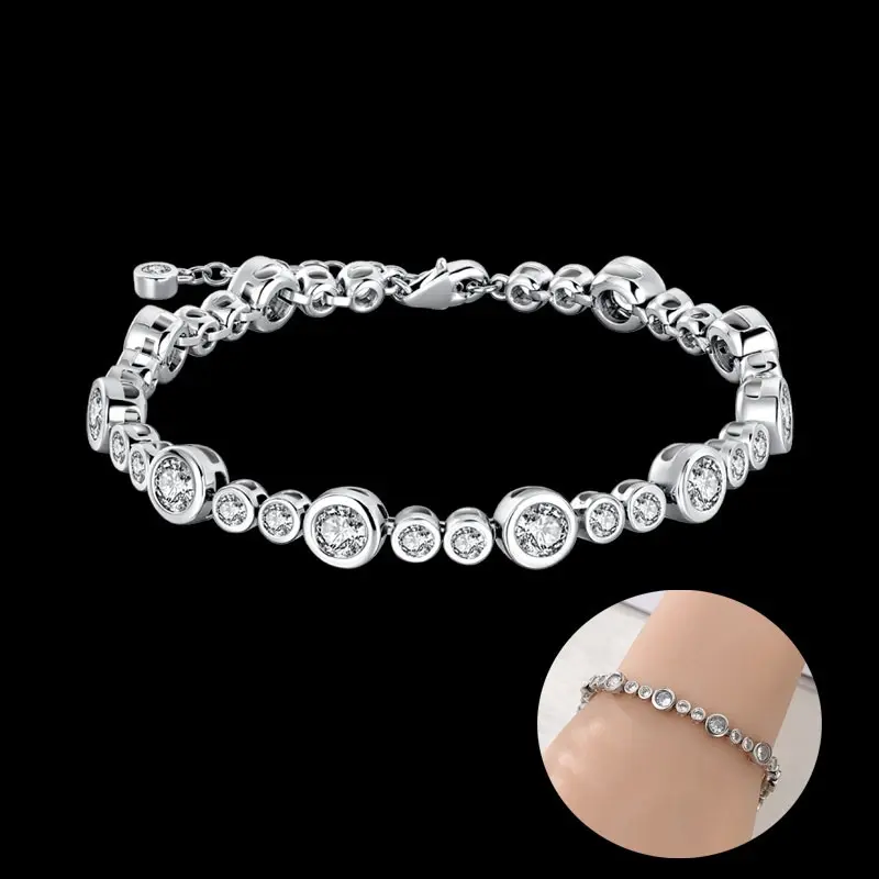 Tennis Bracelet for Women, 925 Sterling Silver Adjustable Bubble Bangle, Hypoallergenic Jewelry for Sensitive Skin, Mother's Day Gift, Mother's Day Gifts, Christmas Gifts