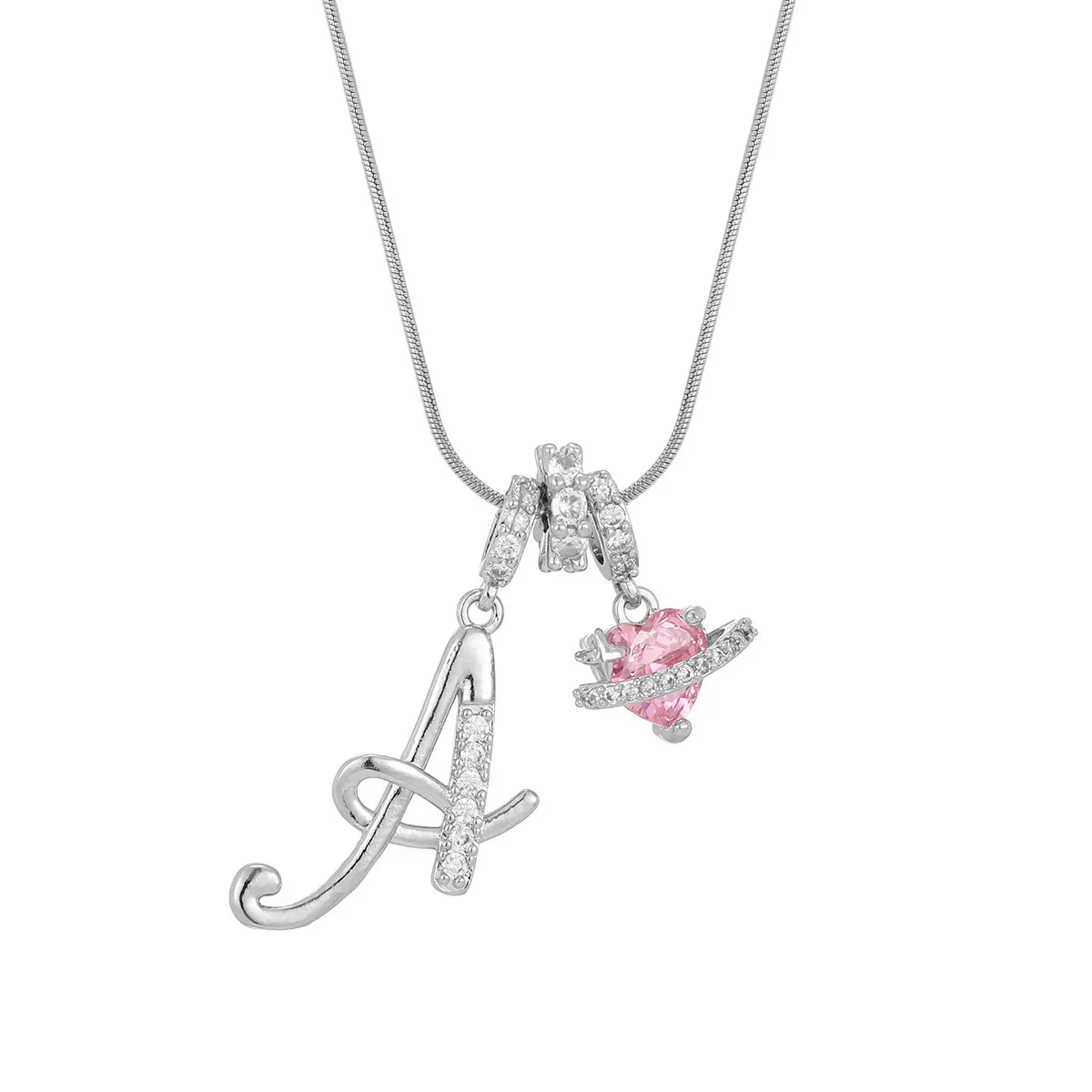 Silver A (Pendant -Snake Bone Chain)