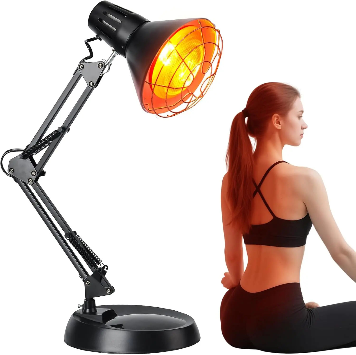 SERFORY Infrared Red Light Yoga Lamp with 150W Adjustable Bulb - Near-Infrared Heating Wellness Healthcare Therapy Treatment Pain Relief Aid for Beauty, Neck Shoulder Joint Back Pain, Near Ir, Adjust Heat