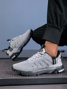 Men's Lightweight Breathable Running Shoes, Colorblock Design Fabric Sneakers, All-Season Comfort Fashion Footwear