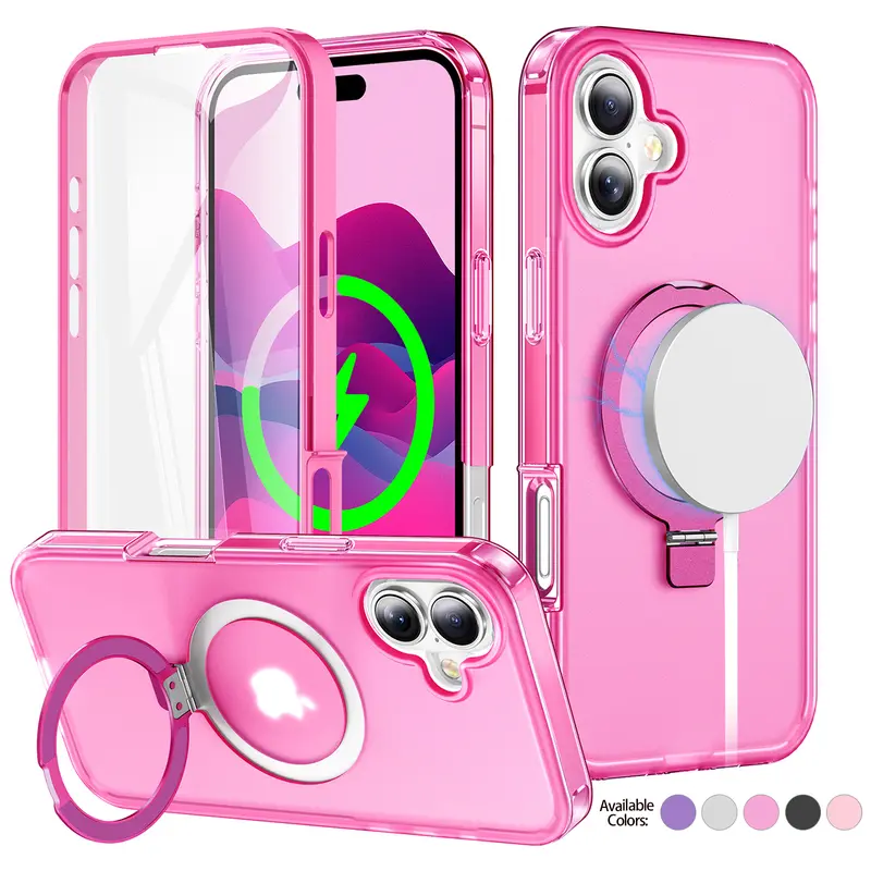 Translucent Matte Magnetic Phone Case for Multiple iPhone Models (17,16,15,14 Pro Max,13,12,11) - MagSafe Compatible, Wireless Cover, Invisible Stand, Built-in Screen Protector, Shockproof Military Drop Protection, Magnetic Mount Smartphone Accessory, Cas
