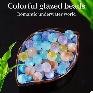 1000pcs Luminous Glass Beads, 12mm Iridescent Craft Stones for Jewelry Making, Bracelets, Home Decor & Fireplace Embellishments – Colorful Non-Drilled Marbles