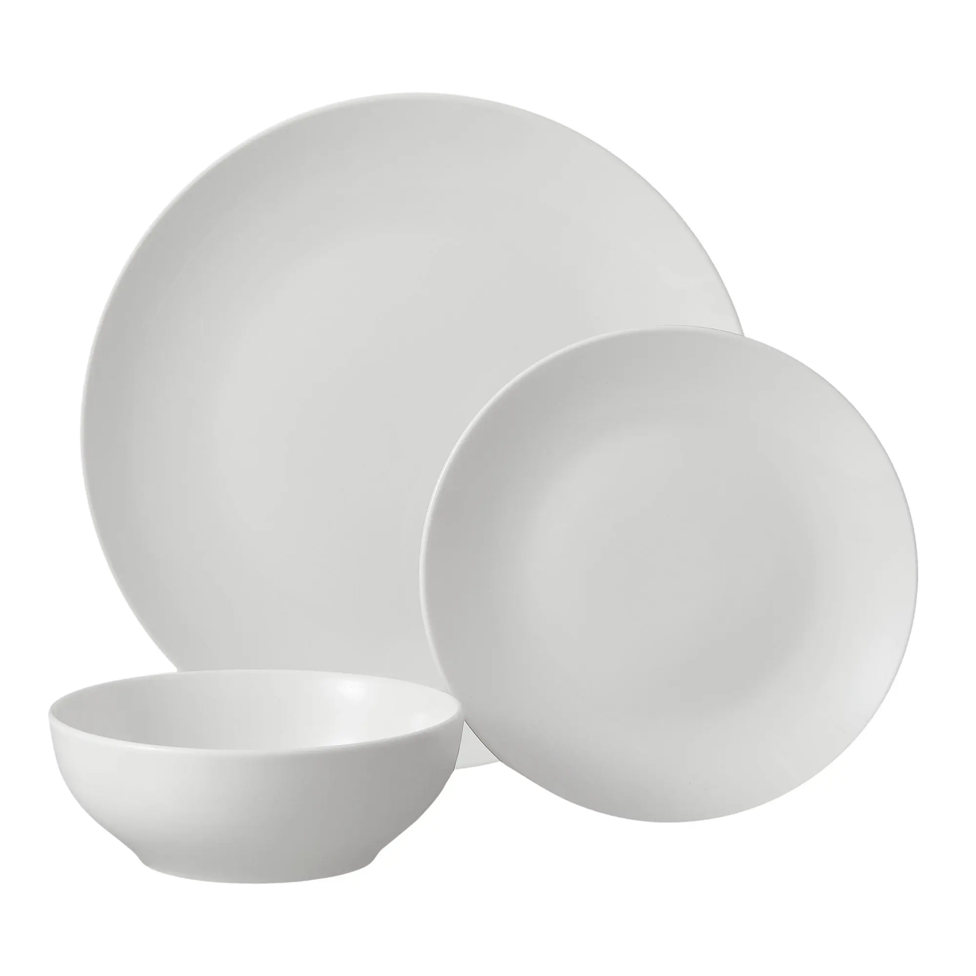 Mainstays Glazed White Stoneware Dinnerware Set, 12-Pieces - TikTok Shop