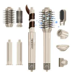 8-in-1 Ionic Rotating Hot Air Brush for Drying Straightening & Curling 6-Mode Styler with Auto-Curl Technology & Rapid Drying for Salon-Level Hair at Home
