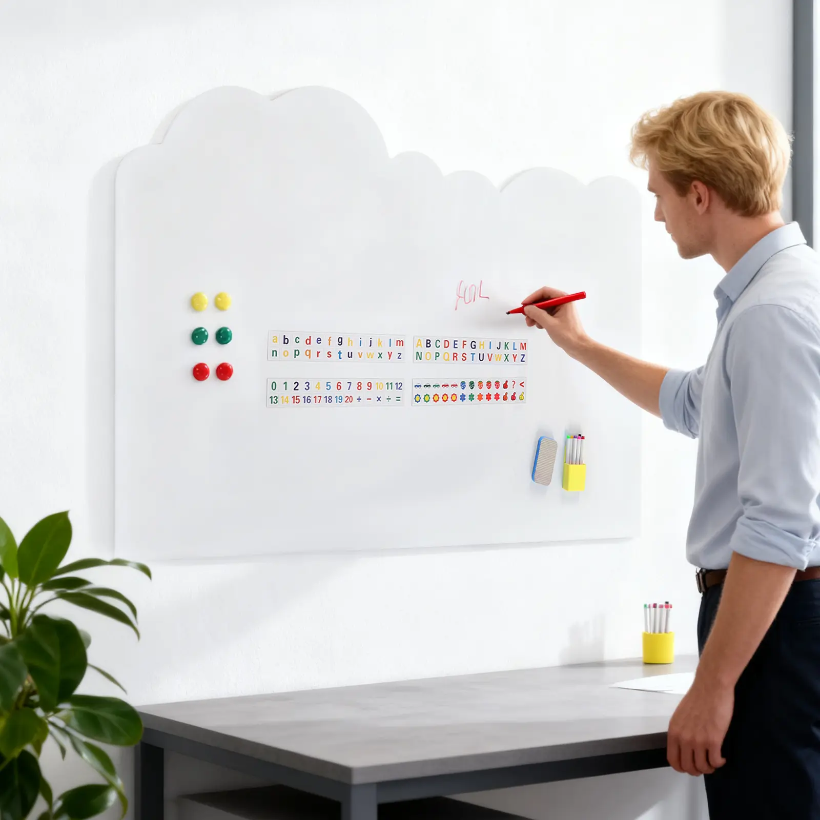 2025 Viral Wall-Mounted Magnetic Whiteboard - 47.24*34.65in Educational & Creative for Kids/Home/School-Safe PET Material Easy Install & Wipe for Family Activities, Creative Writing
