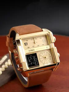 Men's Casual Fashion Square Dial Digital-Analog Quartz Watch, Fashionable Stylish Watch for Party, Daily Clothing Decor, Trendy All-match & Exquisite Watch for Birthday Gift with Box, Trendy Multifunctional Watch, Fashionable Wristwatch