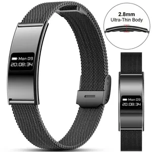 JIAYAOO Ultra-Thin Smart Bracelet for Men Women, 2.8mm Slim Body, 41.2g Lightweight, 24H Real-Time Health & Sleep Monitoring, IPX8 Waterproof, Wireless, Multiple Exercise Modes, Shake to Take Photo, Nylon Band, Fitness Tracker Compatible with iPhone Andr