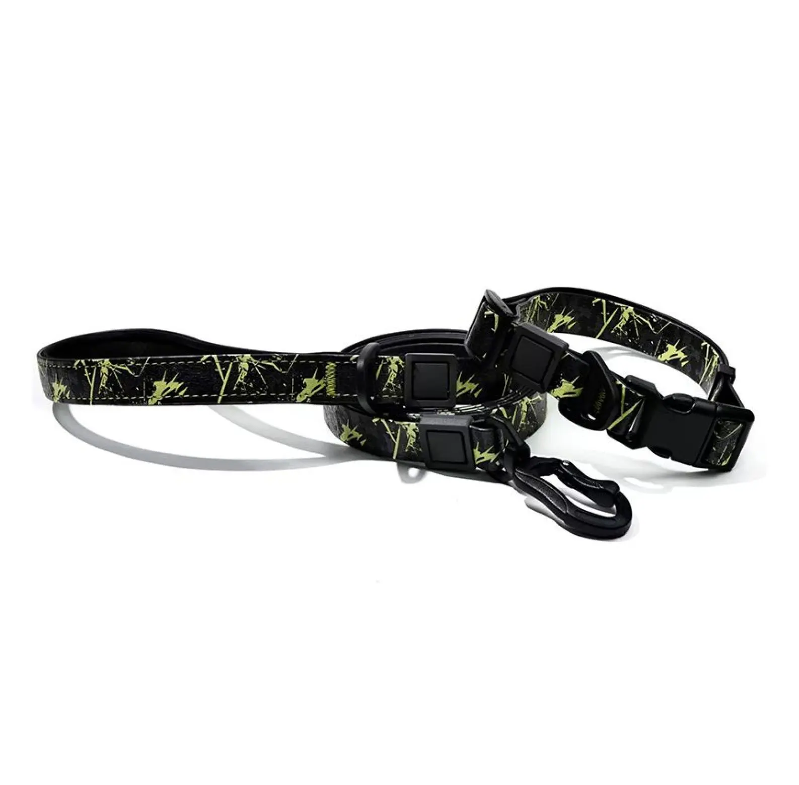 Graffiti Splash Waterproof Plastic Dog Collar & Leash Combo - Bite-Resistant, Customized Logo Option, Secure Walking & Training for Small/Medium/Large Dogs (4 Colors)