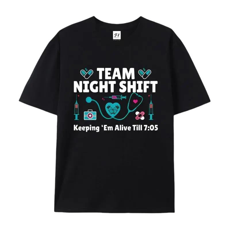 Nurse Practitioner Keeping Them Alive Funny Team Night Shift TShirt,Women's basic loose cotton classic solid color comfortable stretch round neck Tshirt funny graphic tee