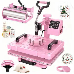 All in 1 Heat Press Machine,12x15" T-Shirt Press & 360° Tumbler Press ,5-in-1 Combo for Hats, Mugs, Plates ,Professional Results at Home