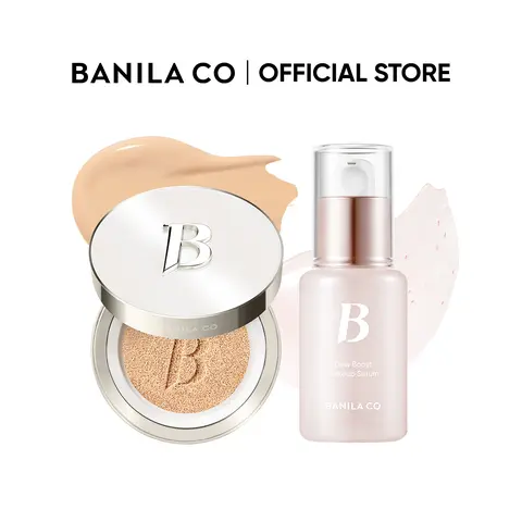 BANILA CO Bounce Back Makeup Duo | Base Makeup Serum & Cushion Foundation Set | Hydrating Glow Base Primer + 20 Inclusive Shades Long-Wear Full Coverage Cushion