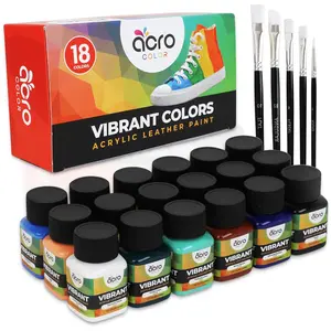 Acrylic Leather Paint for Shoes - Vibrant, Metallic, Pastel & Neon Sets - Leather Paint Kit with Paint Brushes for Shoes, Sneakers, Wallets, and More