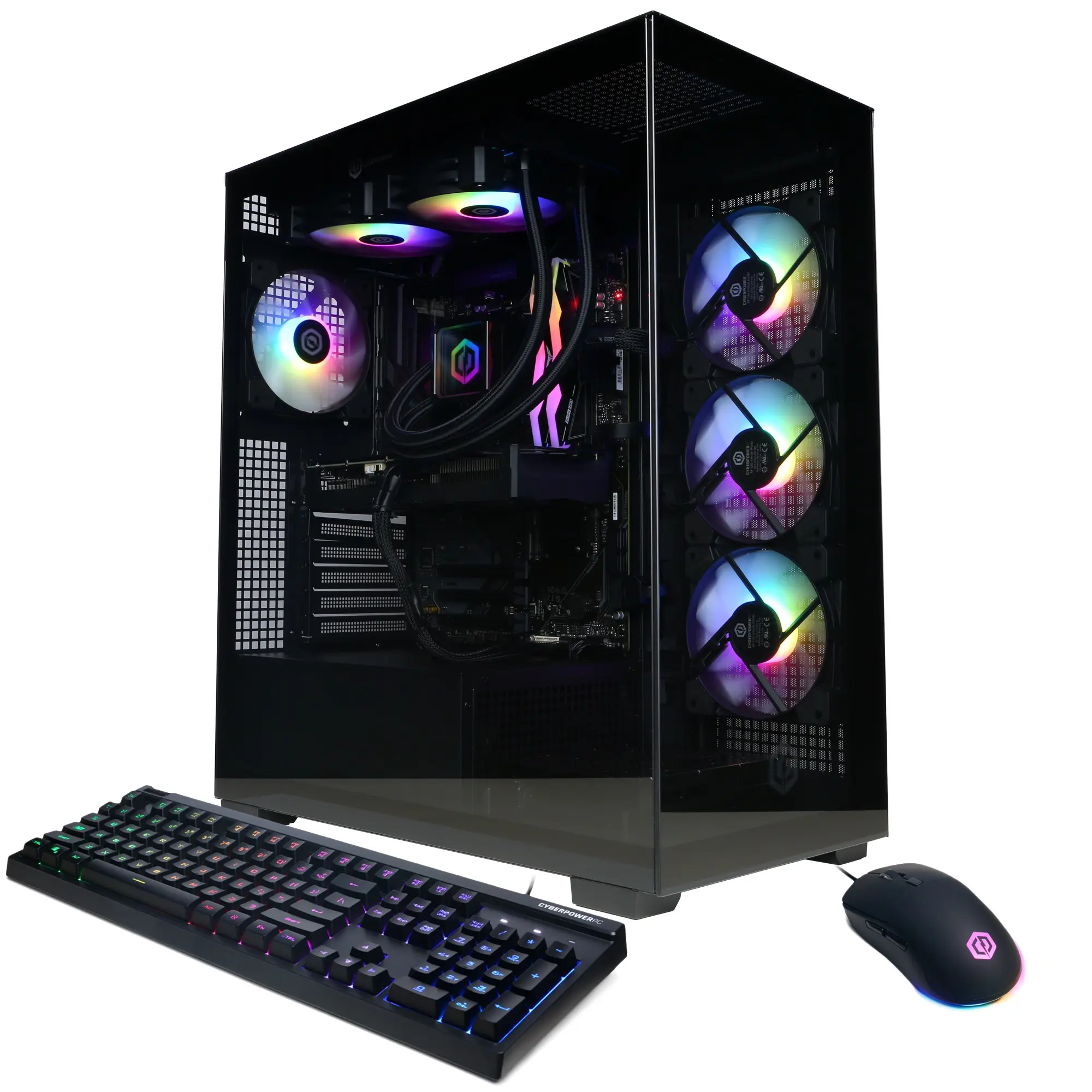 CyberPowerPC SLC11160CPG Gaming Desktop PC, AMD Ryzen 7 9700X, 32GB DDR5, Radeon RX 9070 XT 16GB, 2TB PCIe 4.0 NVMe SSD, WiFi/BT, RGB Gaming Keyboard/Mouse & Windows 11 Home