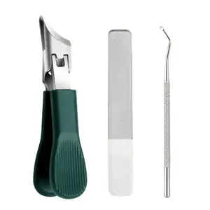 3-Piece Green Eagle Beak Nail Clipper Set – Large Opening, Anti-Splash Beveled Clippers for Thick & Hard Nails | Heavy-Duty Manicure Tools for Home Use Nailkit Cutics nail drill
