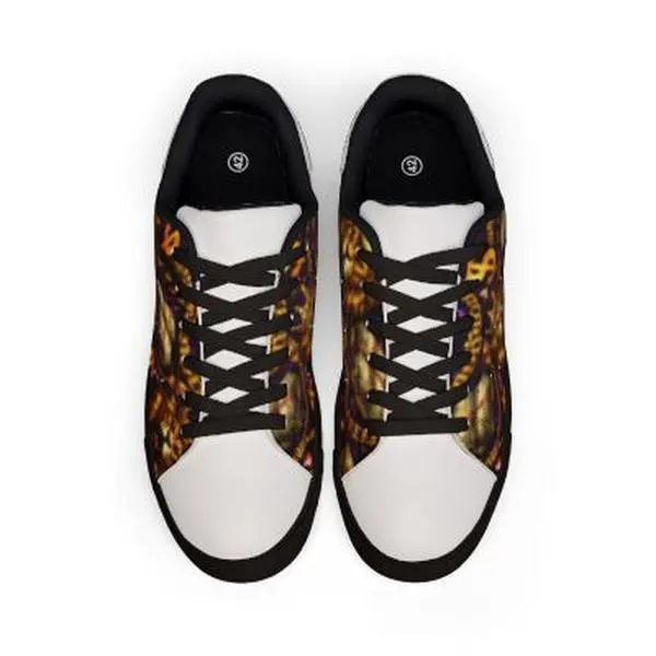 Men’s Luxury Crown Print Laces Casual Trainers - Black & Gold Streetwear Shoes for Streetwear Outfits, Core Vitality Laces Sneakers