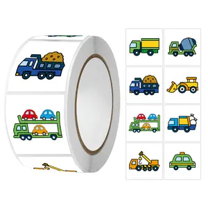 500PCS/1 roll construction vehicle sticker gift packaging tape sealing sticker cute sticker identification sticker Sticker Decals