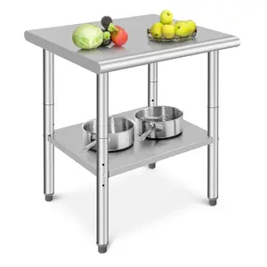 GARVEE Stainless Steel Prep Table,24"x30" Commercial Workstation with Adjustable Undershelf for Restaurant, Hotel & Home Kitchens