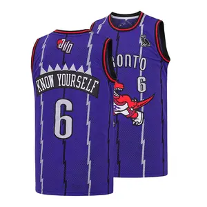 Men’s Purple Lightning OVO Toronto  #6 Basketball Jersey Vintage Dinosaur “Know Yourself” Fully Embroidered Hip Hop Streetwear Sleeveless Tank Top