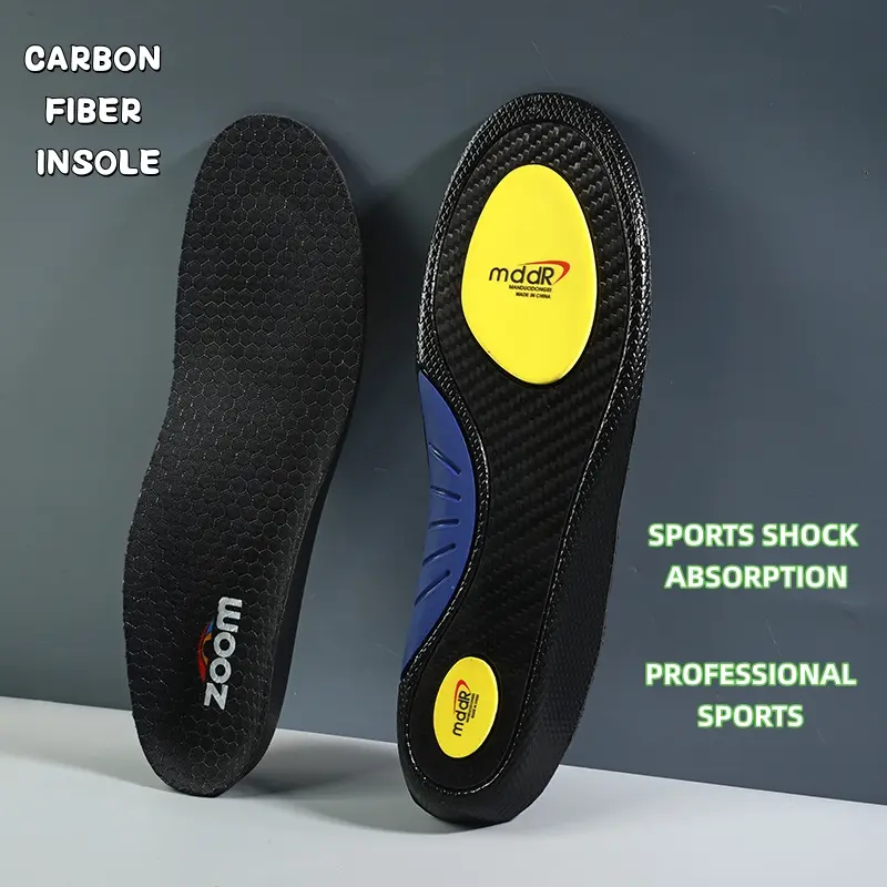 Carbon PU Athletic Insoles for Running Sneakers, Unisex Ergonomic Design with Arch Support, Shock-Absorbing Heel Pad & High-Elastic Cushioning, All Season, Model 5204, Footwear, Shockproof