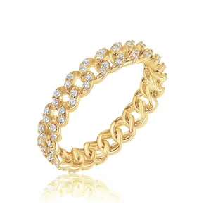 Swagy Chic Cuban-Link Stackable Chain Ring, Elegant Fashion Accessory, Stylish Costume Jewelry for Stacked Wear, Fashion Ring, Fashion Rings, Elegant Ring