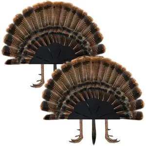 2 Pack Turkey Fan Mount Kit Hunting Gear Accessories, Metal Turkey Mounting Kit for Tail, Feather, Beard, and Legs, Turkey Plaque Hunting Trophy Assemble Display, Wall Mounted & Stand