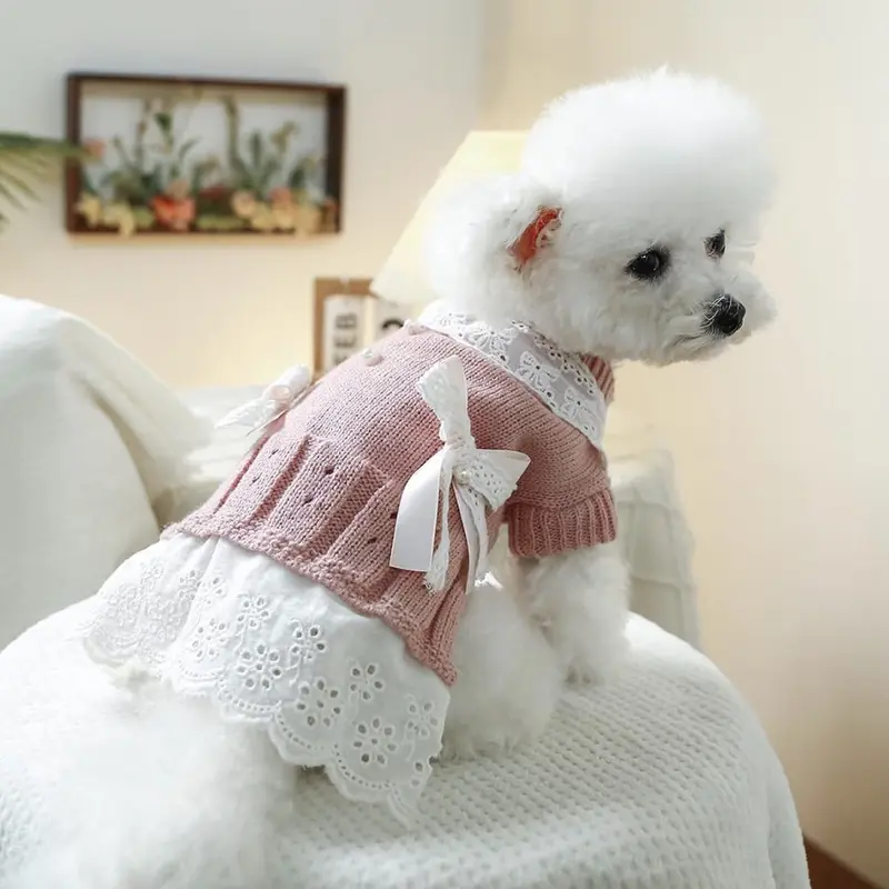 Pink Small Dog Sweater for Chihuahua Poodle Teddy Puppy Teacup Dachshund Bulldog Yorkie - Easy Wear Comfortable Polyester Knitwear for Halloween Christmas New Year Festivals Parties Cosplay